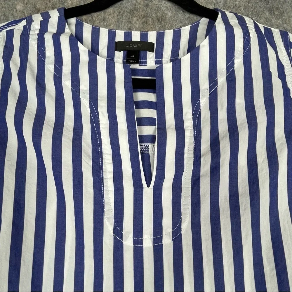J. Crew Blue & White Striped Classic Preppy Nautical Summer Pop Over Tunic - XS
